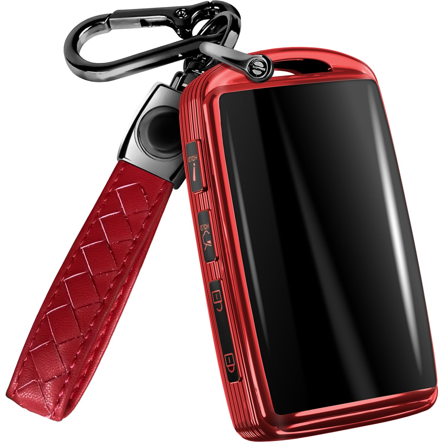 Lucrum Compatible with Mazda Key Fob Cover & Leather Keychain - TPU Case for 3, 6, CX-5 CX-9 CX-30 CX-50 CX-70 (2019-2025)