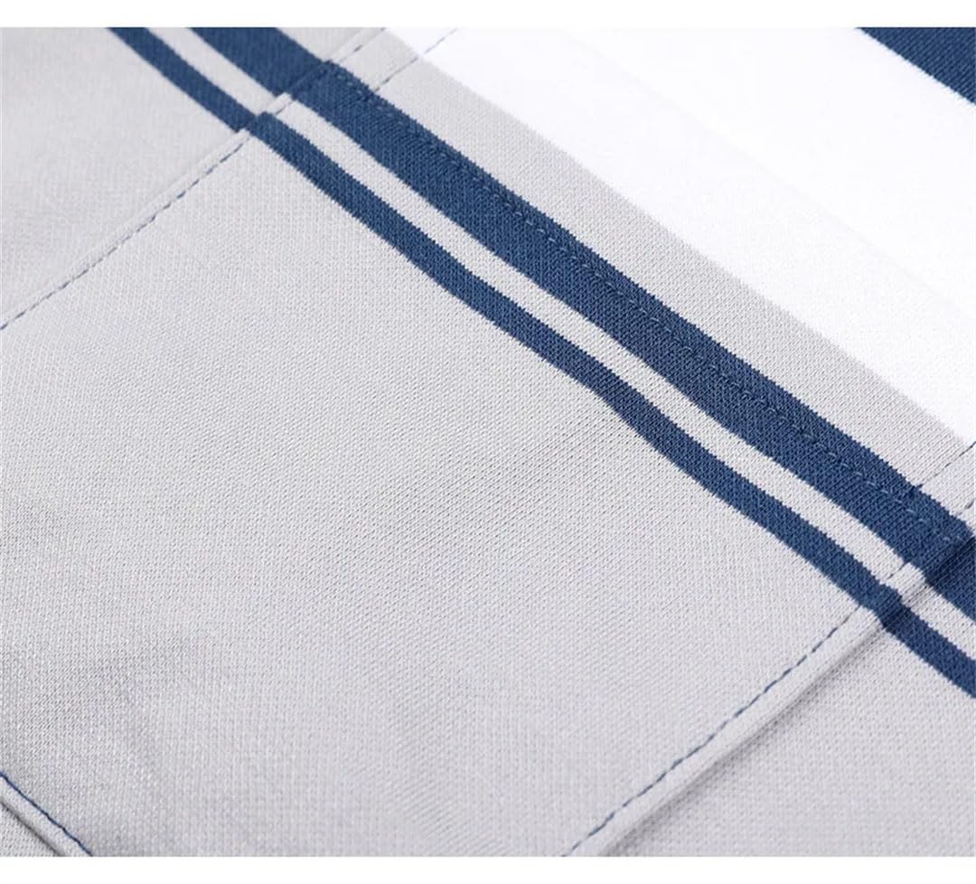 Polo de manga corta para hombre con paneles de solapa y bolsillo con botones, retazos, holgado, a rayas, parte superior delgada, rosso, 3XL