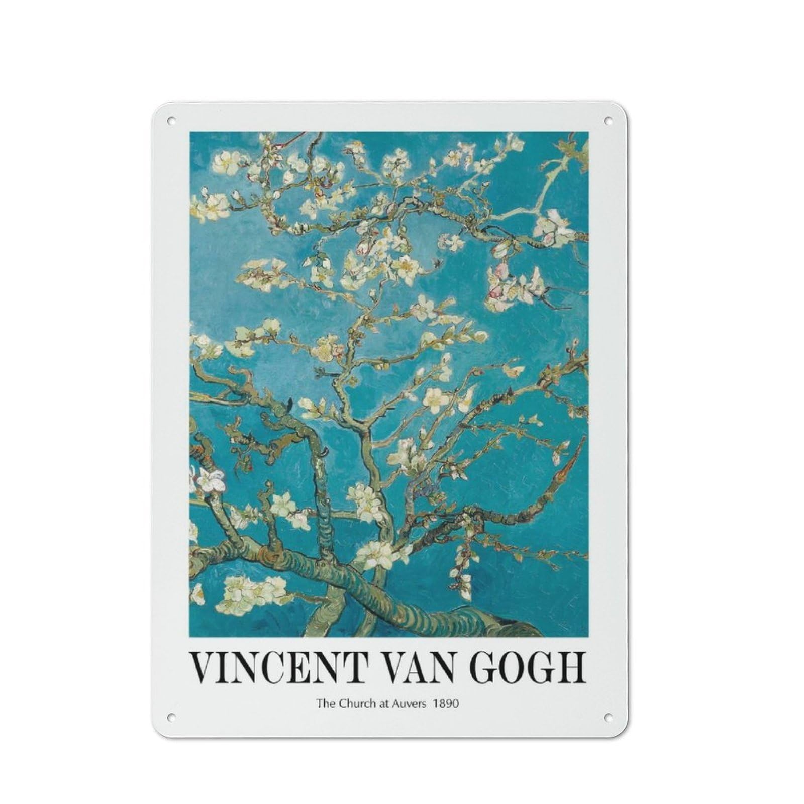 Junmoney Style-22 Vincent Van Gogh Almond Blossom Painting Retro-Style Tin Sign 40X30cm For Living Room Or Hallway, For Vintage Wall Decor Fans, For Themed Room Decoration