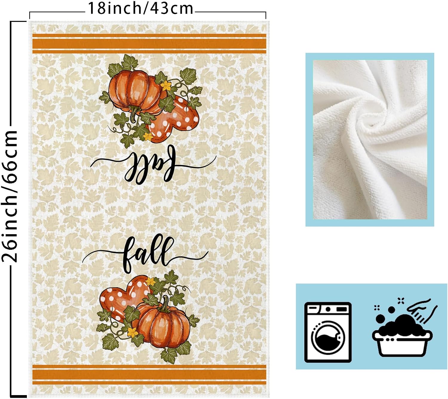 XCHI Fall Football Pumpkin Love Heart Maple Leaf Dish Towels 18x26 Inch Hand Kitchen Towels Dishcloth Home Decorations Set of 2 - Image 6
