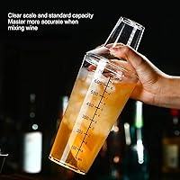 Vista 3 de Coctelera de plástico, coctelera transparente, juego de coctelera transparente, juego de coctelera de escala transparente, coctelera de bar