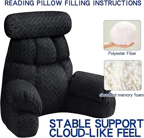 Miniatura 5 de FXXUDVNIIN Almohada de espalda para sentarse en la cama, con reposabrazos de 9.4 pulgadas, almohada de cama para sentarse, brazos de pulgadas para