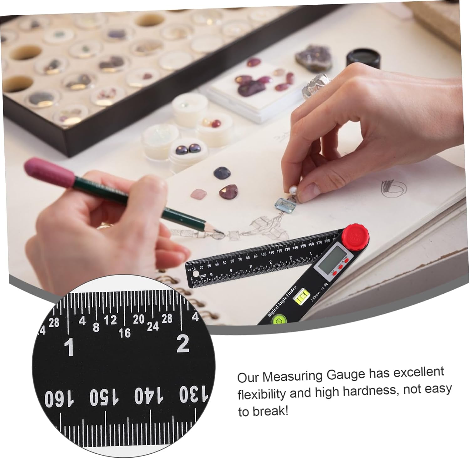 Digital Angle Gauge Precise Plastic Angle Measurement Tool Lockable with High Rigidity Lightweight for Woodworking and Construction Projects No Battery