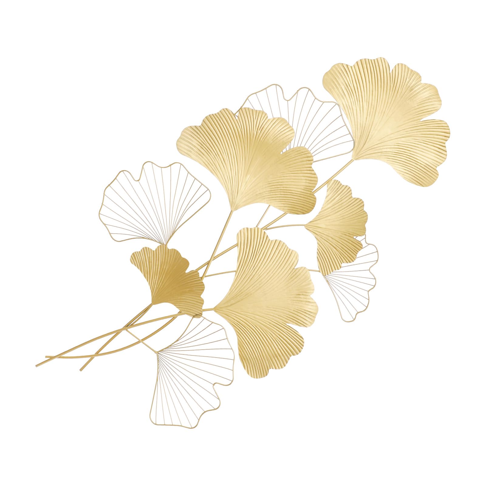 DunleyMin Ginkgo Leaf Metal Wrought Iron Wall Decoration Gold Metal Wall Art Sculpture Wall-Mounted Golden Ginkgo Leaves Wall Decoration for Living Room, Bedroom, Office