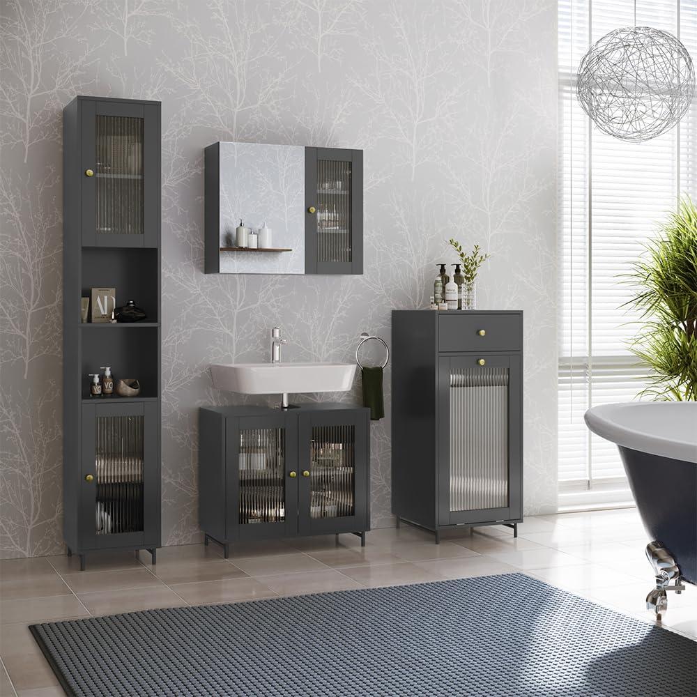 Vicco Mobiletto per lavabo Malte, Grigio, 60 x 58 cm