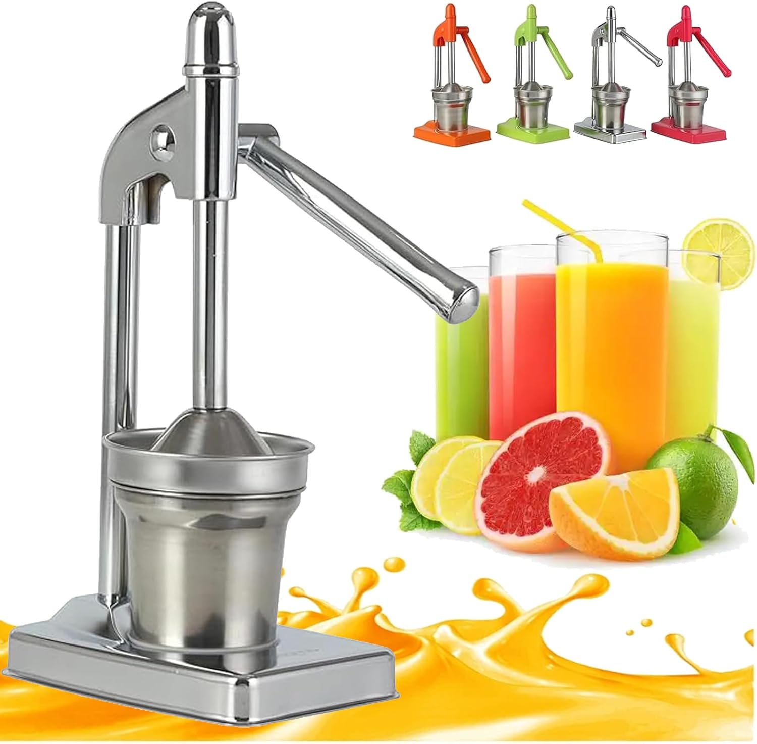 Cast Iron Juicer Hand Press, Heavy Duty Countertop Lime Citrus Crush, Self-Weighted Pressure Rod, Professional Heavy Duty Hand Press with Non Skid Cup Base for Home and Kitchen