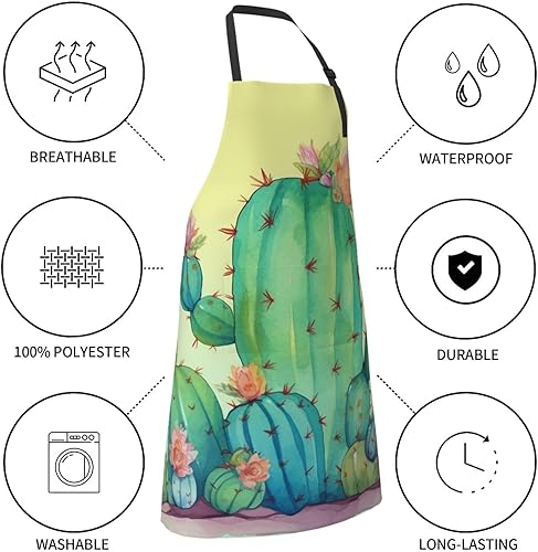 Miniatura 3 de Kitchen Cooking Aprons for Women Men Waterproof Bib Apron with Pockets Adjustable Chef Apron Funny Cactus