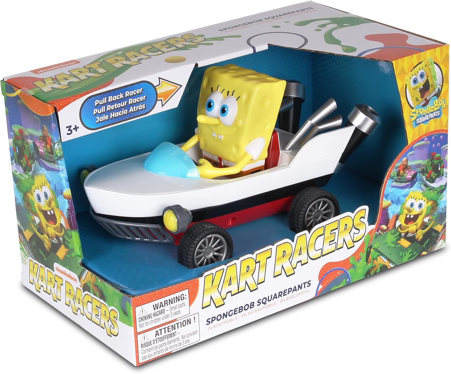 Nick Kart Racers - Pull Back Spongebob Boatmobile; Straight from The Game “Nickelodeon Kart Racers 3: Slime Speedway”; No Batteries Required; Grippy Tires for Ultimate Traction