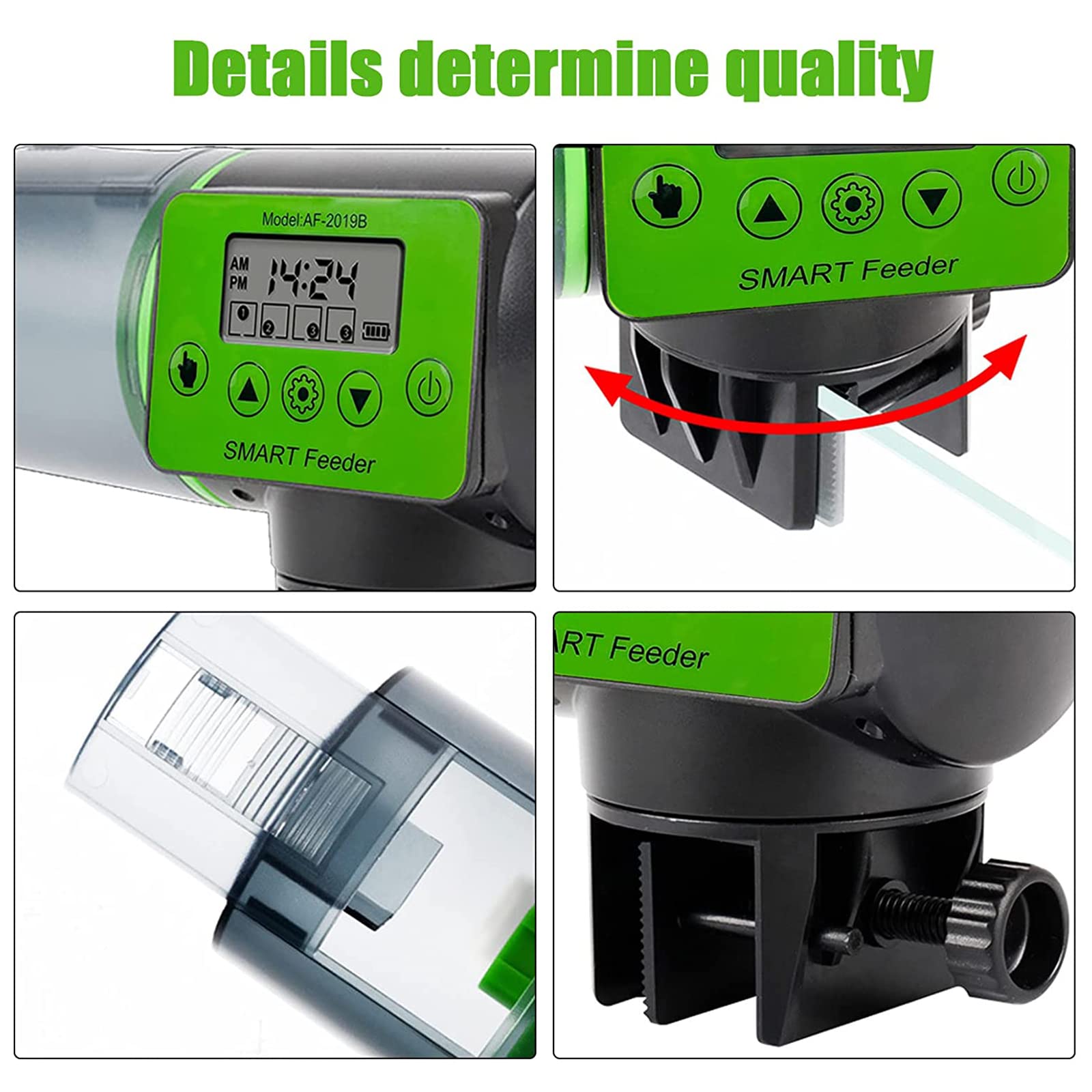 Distributore Automatico Cibo Pesci,200 Ml Alimentatore Automatico Acquario, Mangiatoia Acquario con Schermo LCD, Adatto per Acquario & Serbatoio per Pesci E Tartarughe