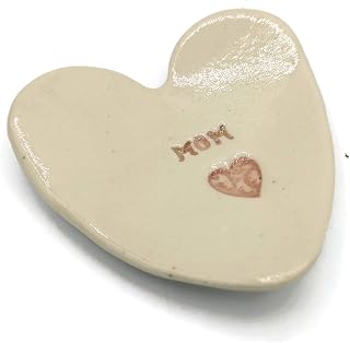 Cuenco Pequeño Hecho A Mano Con Forma De Corazón De Color Beige Y Rosa, Plato De Anillo, Plato Love You Mom, Regalo Del Día De La Madre Para Mamá