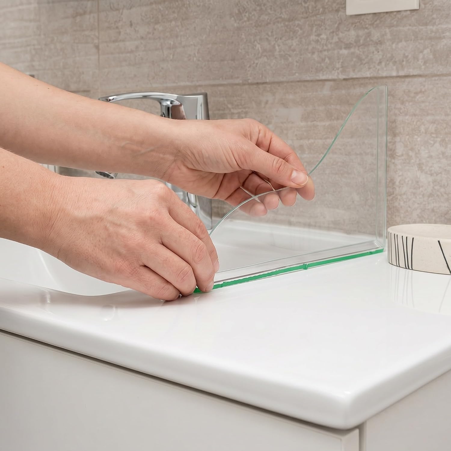 LIFKOME 2 Pairs Acrylic Splash Guard for Bathroom Sink and Bathtub, Waterproof Splash Prevention with Crystal Visibility, Water Barrier for Shower and Wash Basin