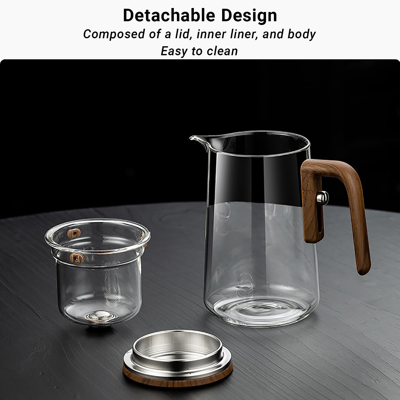 Tetera de Cristal con Separación de Agua – 600 ML, Enchantipot Magic Tea Pot para Hojas Sueltas, Vidrio de Borosilicato, Desmontable/Fácil de Limpiar, Tetera Mágica para el Hogar y la Oficina