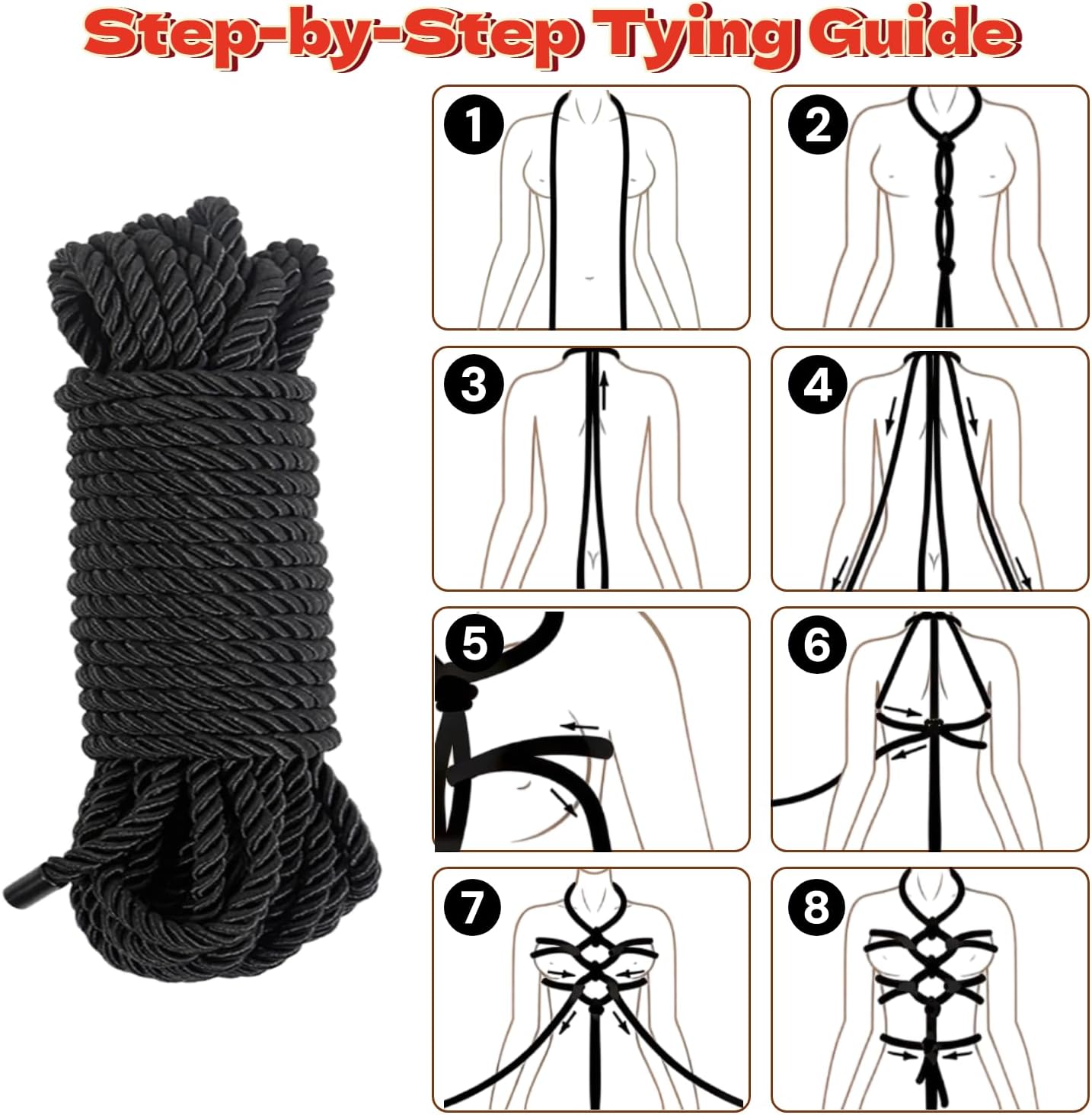 BDSM Bondage Rope Sex Restraints Kit Sex Toys 2 Pcs Rope Slave SM Adults Games for Couples Women Men 32Ft/10M