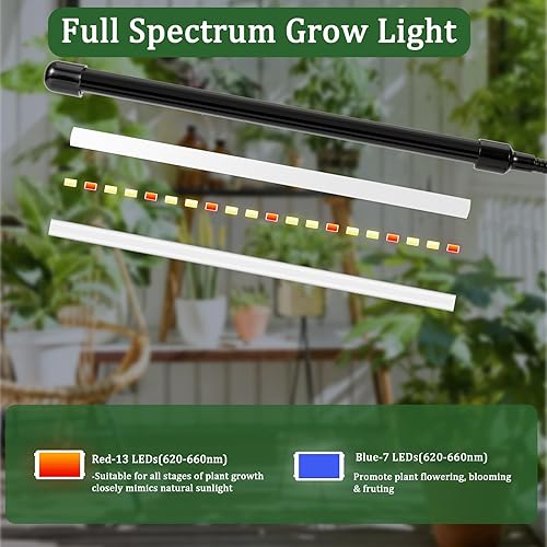 Miniatura 27 de Sunny Power Luces de cultivo con clip para plantas de interior de espectro completo con temporizador y 3 modos de iluminación, luces LED de cultivo