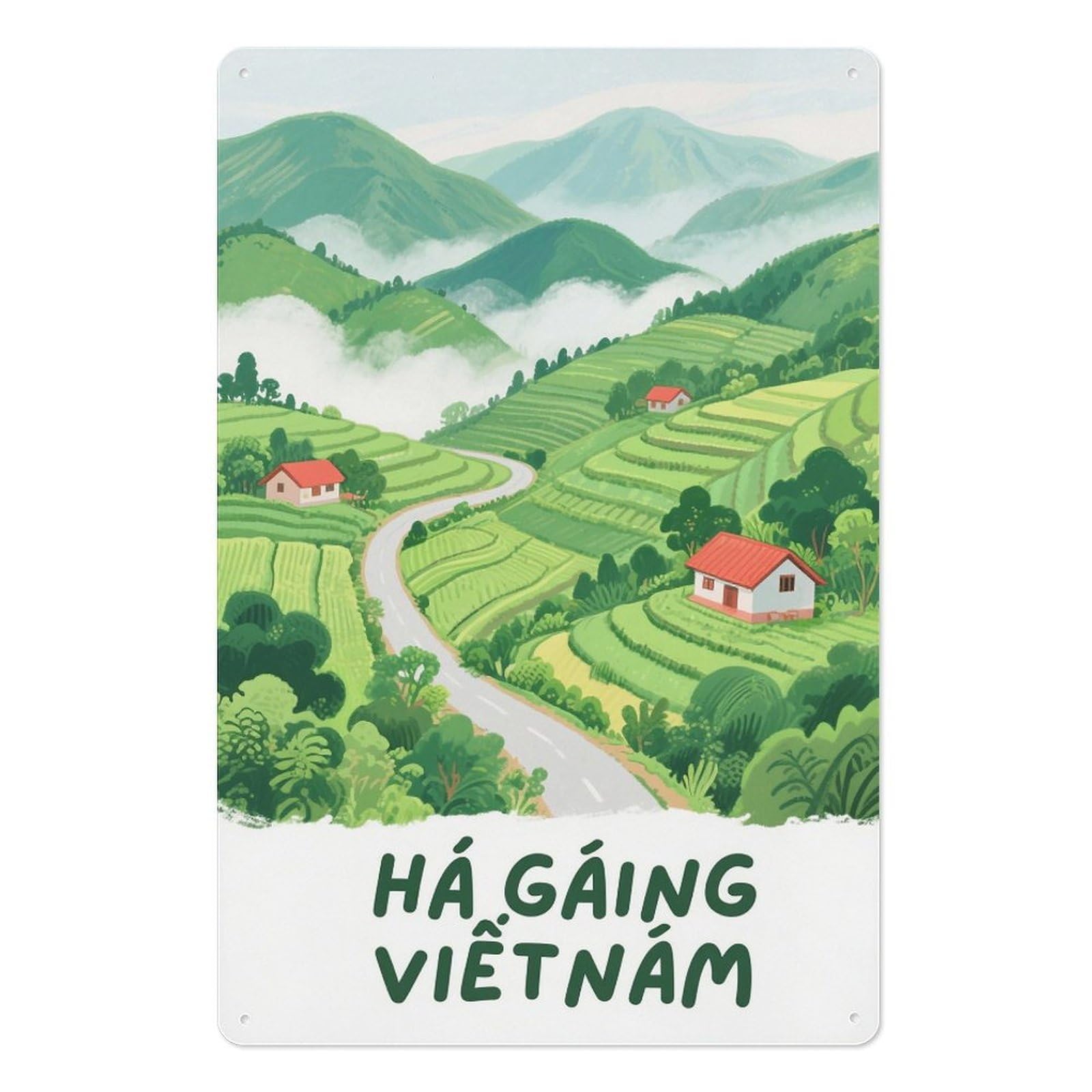 Ha Giang Vietnam Retro Design Tin Paintings Vintage Tin Sign 08x12inch(20x30cm) Wall Art for Home Office Bedroom Living Room Cafes Wall Decor