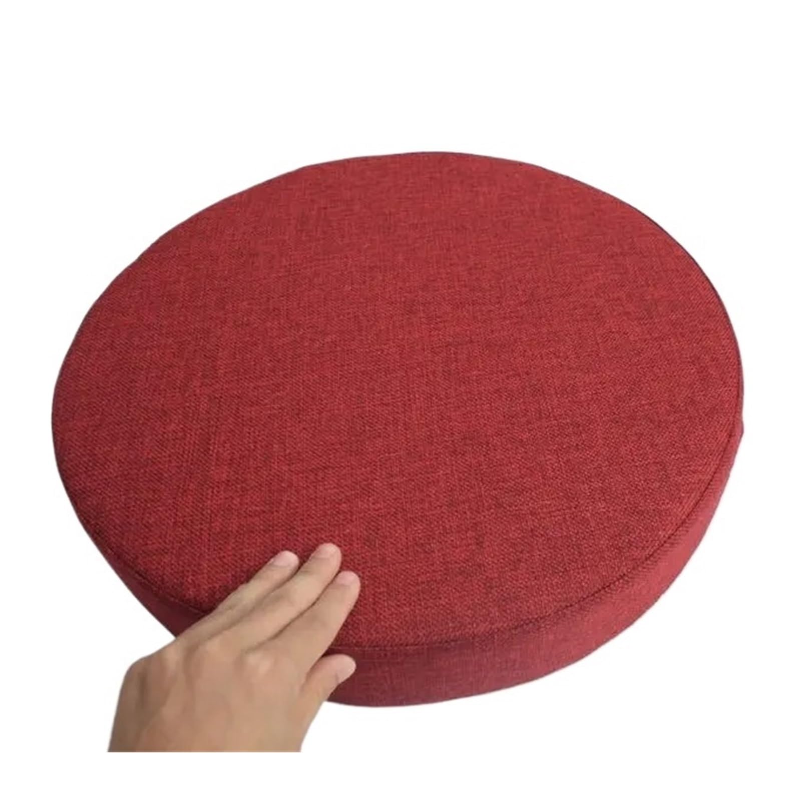 Cuscino rotondo in schiuma di lino, per seduta, divano, sedia, ufficio, veicoli e casa (rosso, 40 cm x 8 cm)