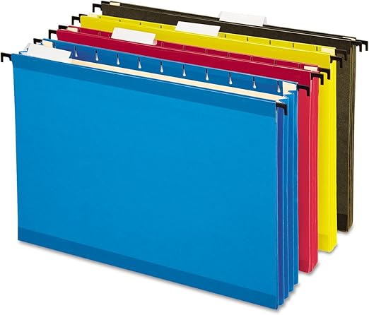 Pendaflex SureHook Reinforced Extra Capacity Hanging Pockets, Letter Size, Assorted Colors, 4/PK (09213)