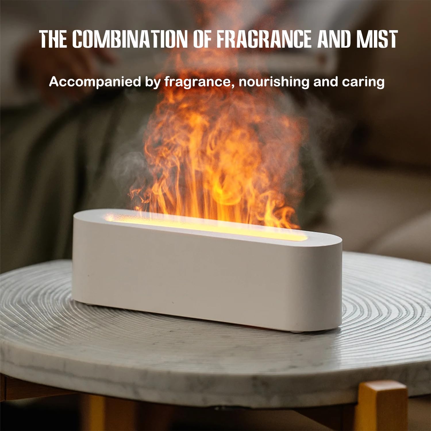 Askliy Open haard kleurrijke vlamverspreider luchtbevochtiger, aromatherapie etherische olie diffuser, 7 kleuren veranderen nachtlampje,150ml Cool Mist Ultrasone luchtbevochtiger slaapkamer met timer