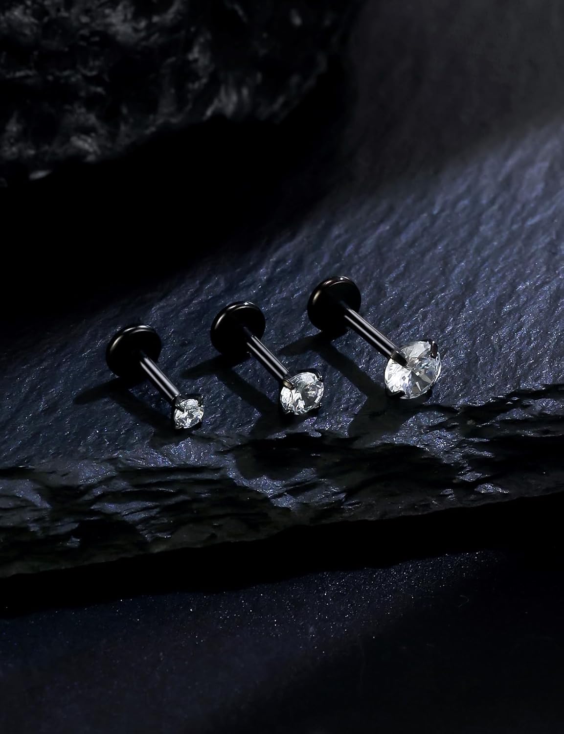 18G 16G Internal Thread Flat Back Earrings Nose Studs 316L Surgical Steel Tragus Forward Helix Conch Cartilage Lobe Earrings Stud Medusa Labret Lip Ring Piercing Jewelry Hoops For Women Men - Image 4