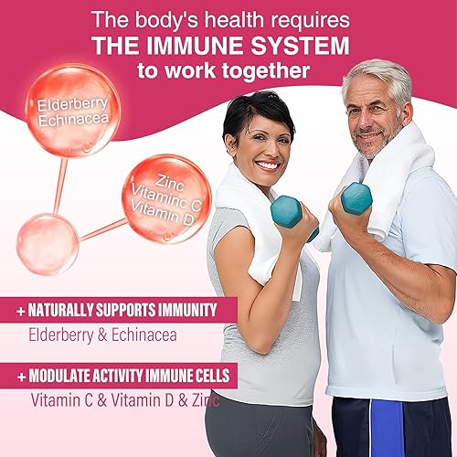 Miniatura 4 de Gomitas de apoyo inmunológico 10 en 1 con equinácea 1200 mg, saúco 400 mg, vitaminas A C E selenio, cúrcuma, magnesio zinc y vitamina D3 5000IU para