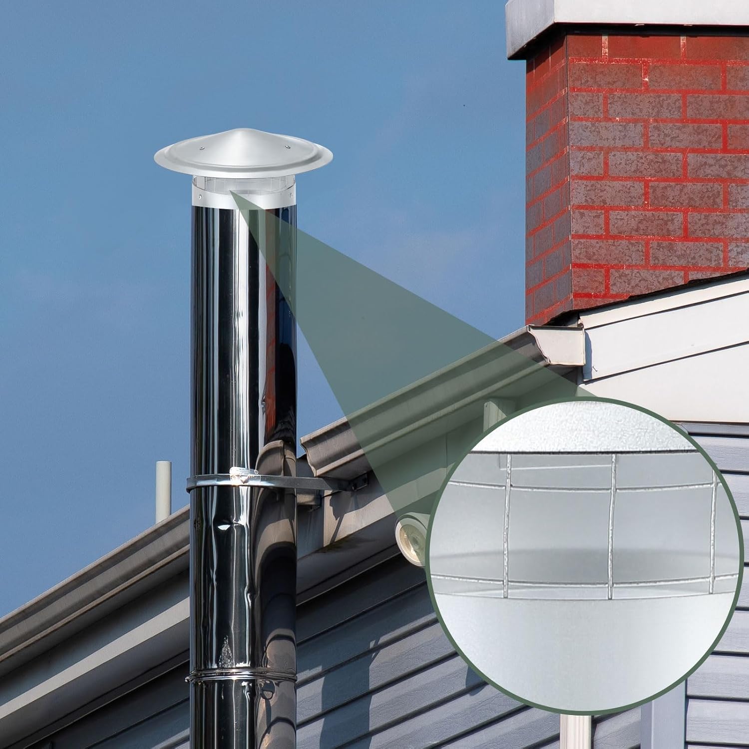 YOKIVE 1 Pcs 7-Inch Round Chimney Cap, Galvanized Iron Cone Top Chimney Cap with Screen | Stove Pipe Cap Stovepipe Finial Great for Outside Vent Flue Roof