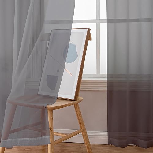 Miniatura 2 de Cortinas traslúcidas grises de 84 pulgadas de largo, con bolsillo para barra de cortina, paneles de cortinas traslúcidas para ventana, elegantes