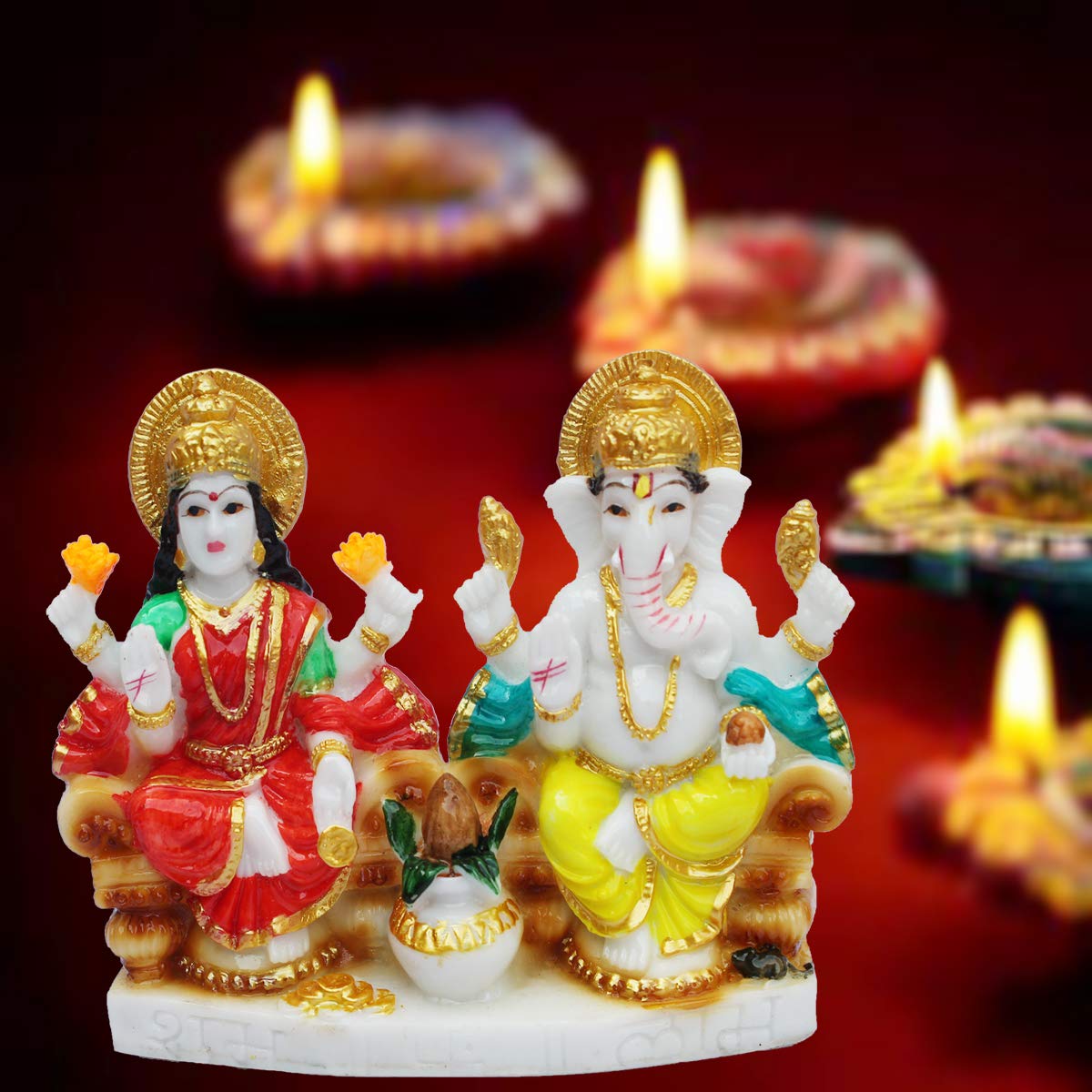 KD HUB Combo of 2 Lord Laxmi Ganesh Goddess Lakshmi & Ganesha Spiritual Puja Vastu Showpiece Figurine Religious Murti God Ganpati Idol Diwali