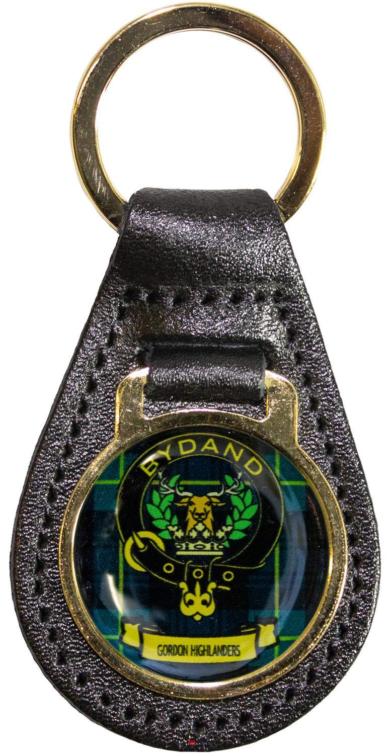 I LUV LTD Leather Key Fob Scottish Clan Crest Gordon Highlander Scottish Made