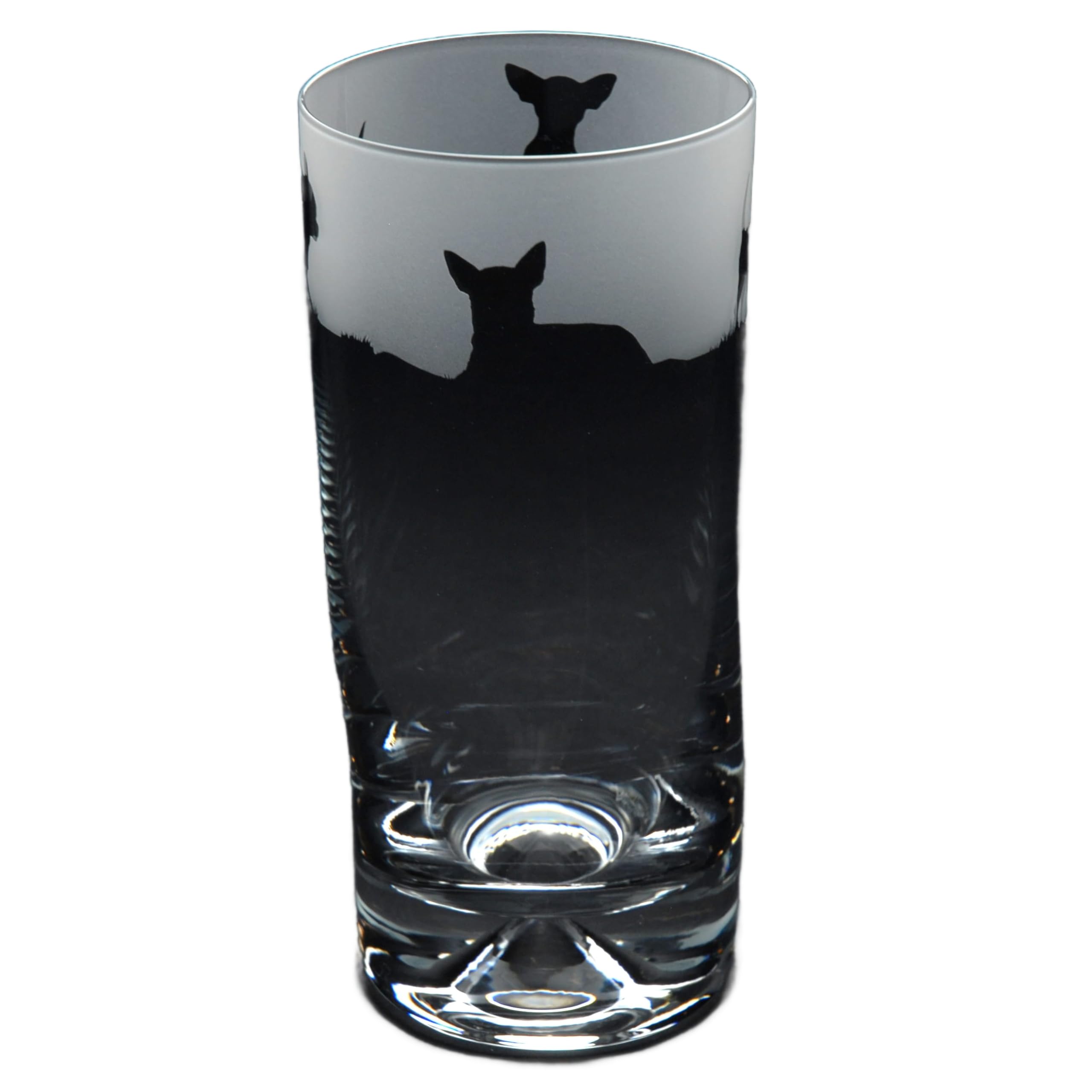 GLYPTIC Glass Art Chihuahua Dog Frieze Hand Etched/Engraved Highball Glass — image 1