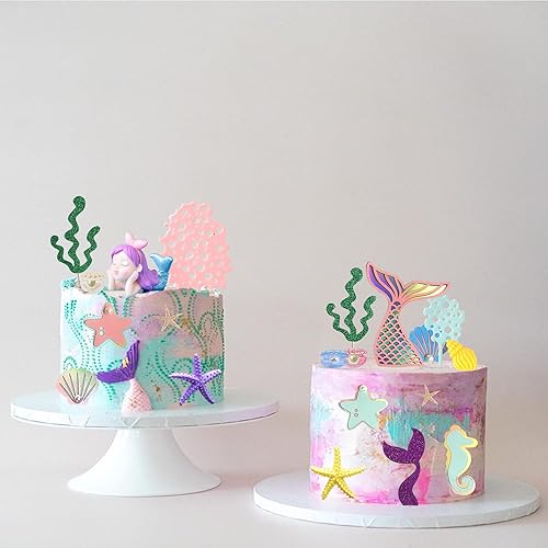 Miniatura 5 de 31 adornos de sirena para tartas de sirena bajo el mar, temática de cumpleaños, boda, baby shower, suministros de decoración (31 unidades)