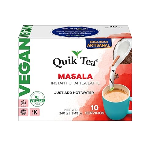 Miniatura 33 de QuikTea Instant Vegan Turmeric Ginger Chai Tea Latte – 10 unidades, brillo de cúrcuma terrosa con calor de jengibre picante, baja cafeína, sin