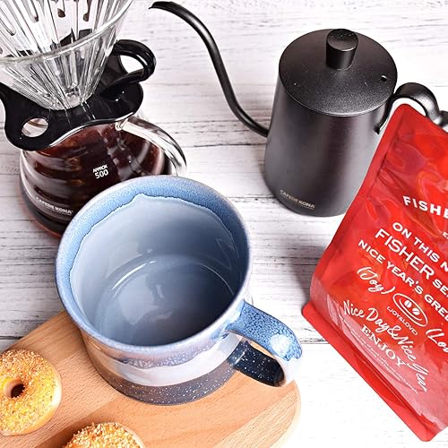 Miniatura 6 de Bosmarlin Taza de café grande de cerámica, taza de té grande para oficina y hogar, 21 onzas, apta para lavavajillas y microondas, 1 unidad