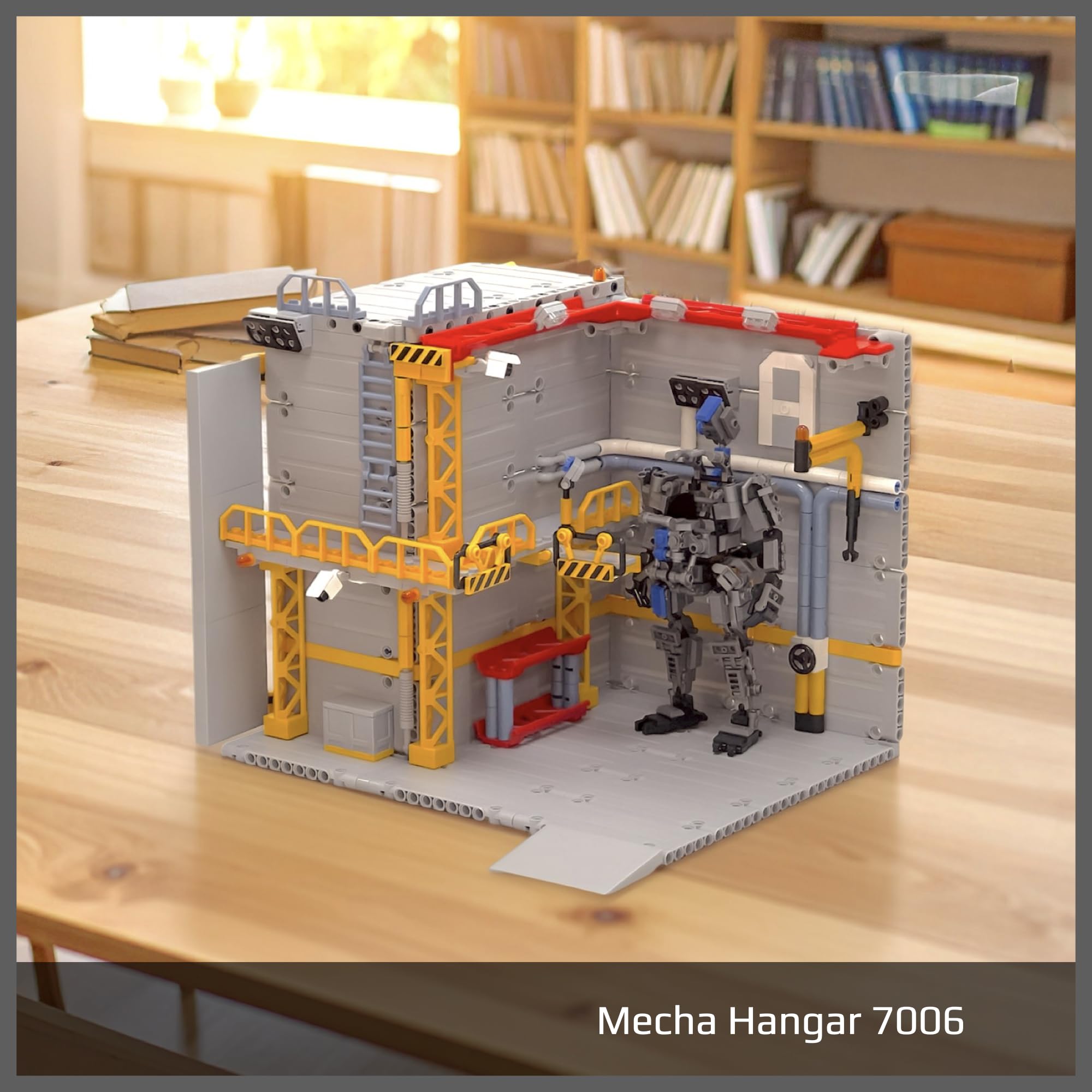 MyBuild Mecha Hangar – zestaw do budowania kabiny konserwacyjnej, wieża robocza, platformy i systemy narzędziowe, rozszerzalna podstawa mecha, wiek od 16 lat (7006 z Mecha)