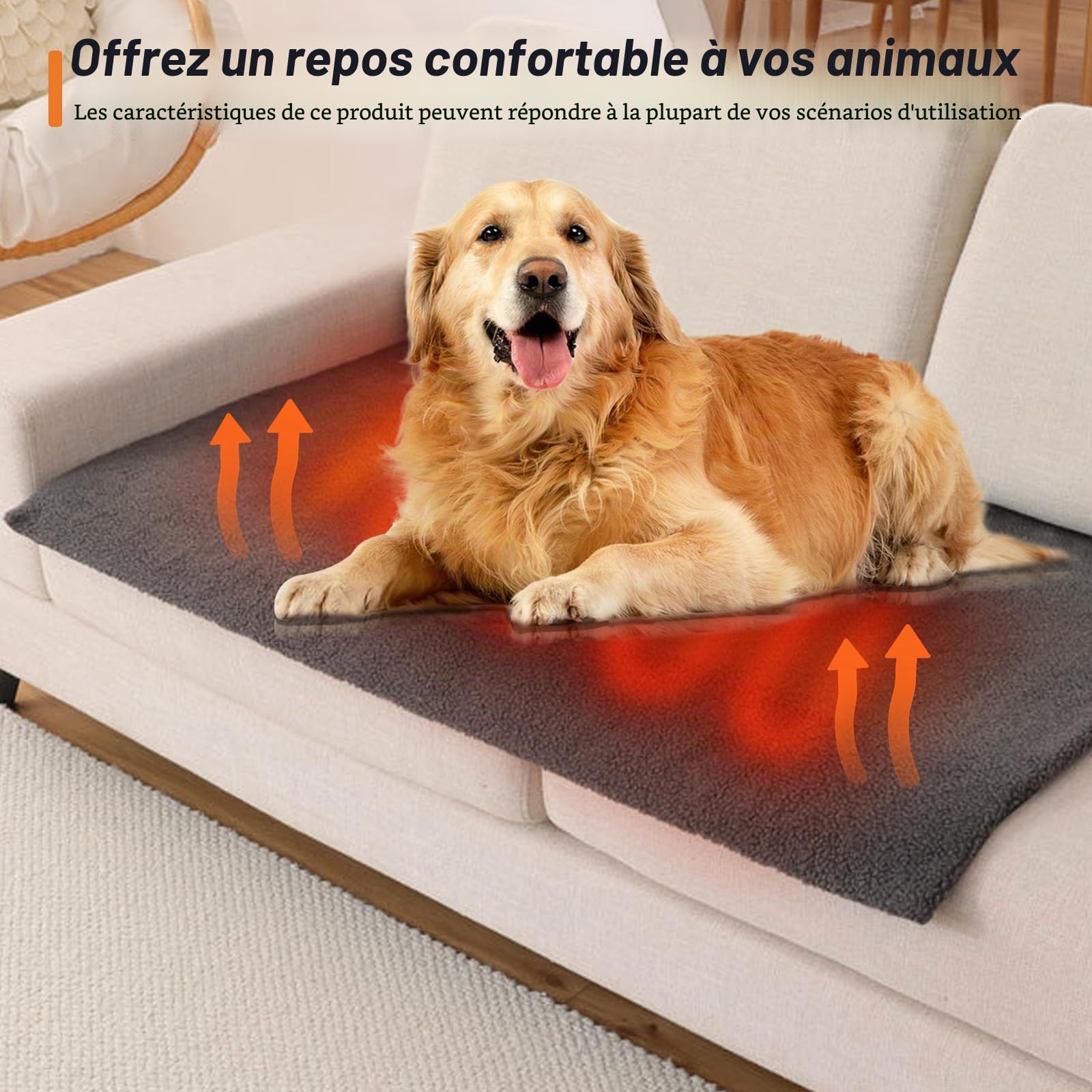Sporgo chauffant tapis lit pour chat et chien 65x95cm couverture