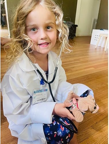 Miniatura 6 de GIFTINBOX Disfraz de médico para niños, abrigo de laboratorio médico para niños, estetoscopio real, disfraces de laboratorio médico de Halloween