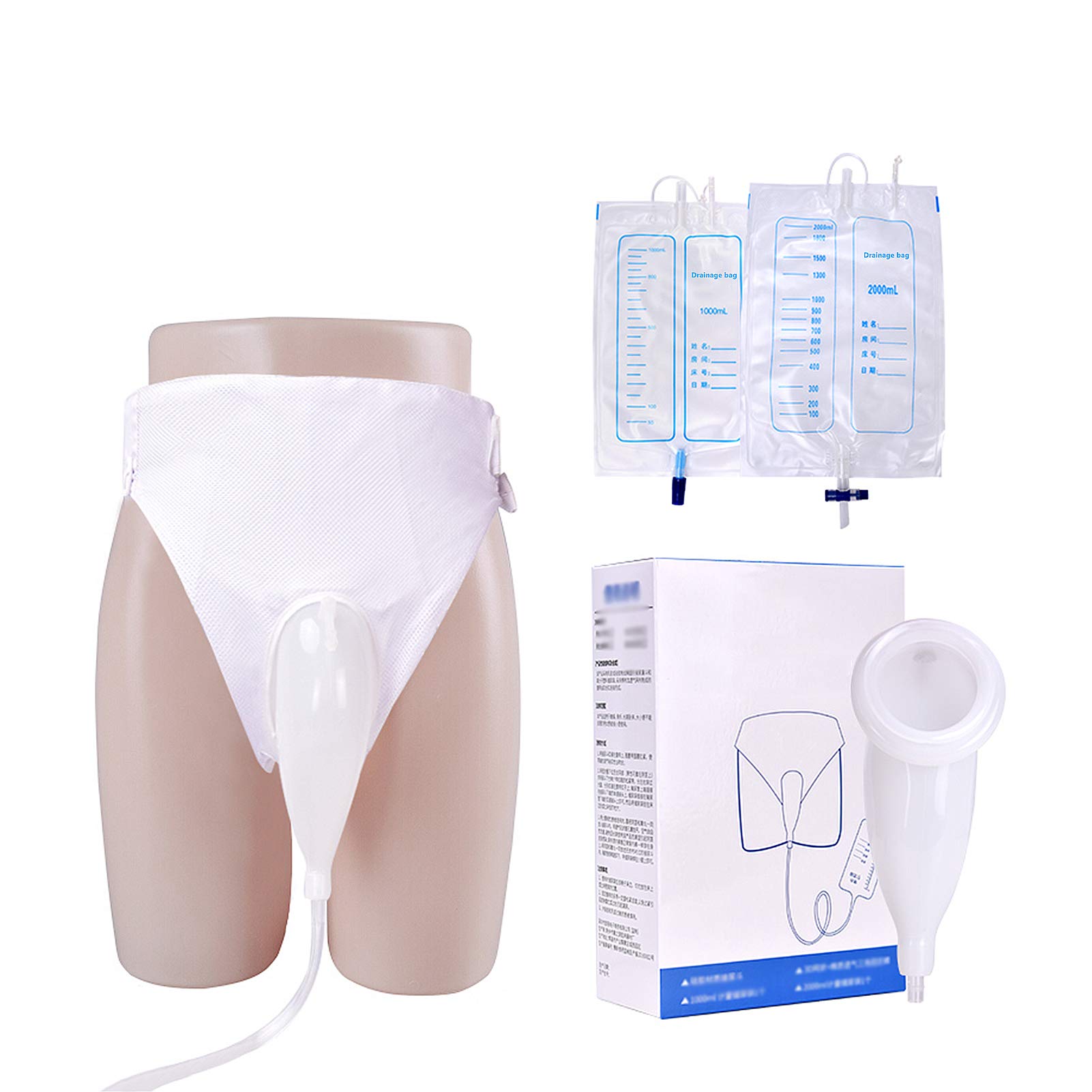 Collecteur D'urine Pour Homme Avec Sac De Drainage D'urine Avec Sous-Vêtement Pour Incontinence, Caleçon Portable Système D'urinoir Respirant Avec Sac De Collecte D'urine,L