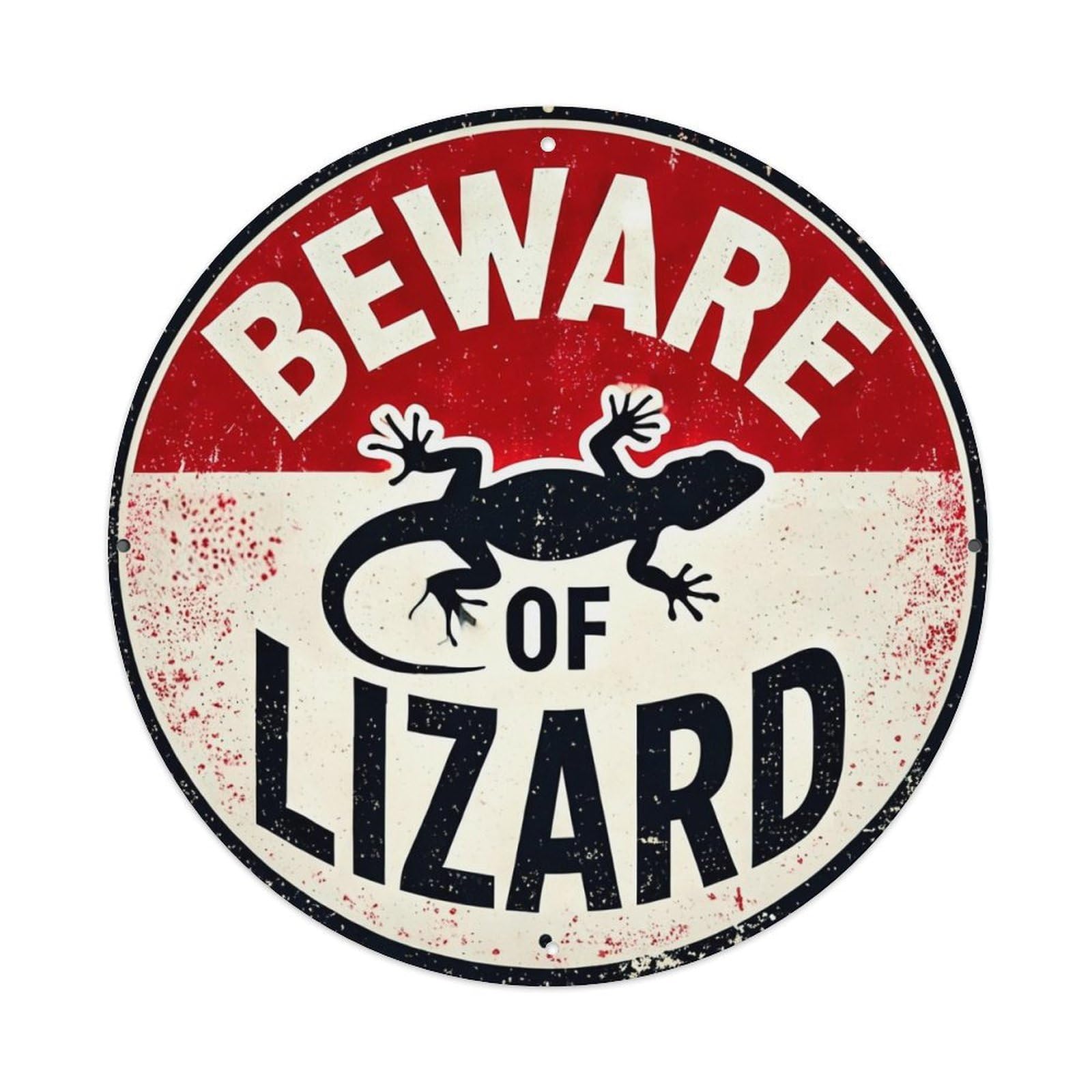 Beware Of Lizard Sign Pattern Metal Tin Sign Plaque