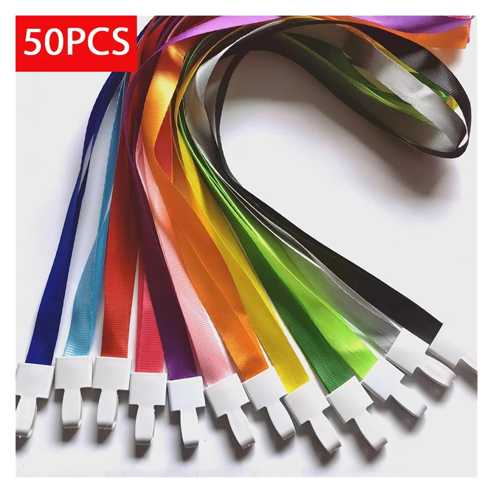 Lanyard Da Collo 50 pezzi di cordino da collo in nylon con clip in plastica, for badge identificativo, porta for ufficio(50pcs Dark Blue)