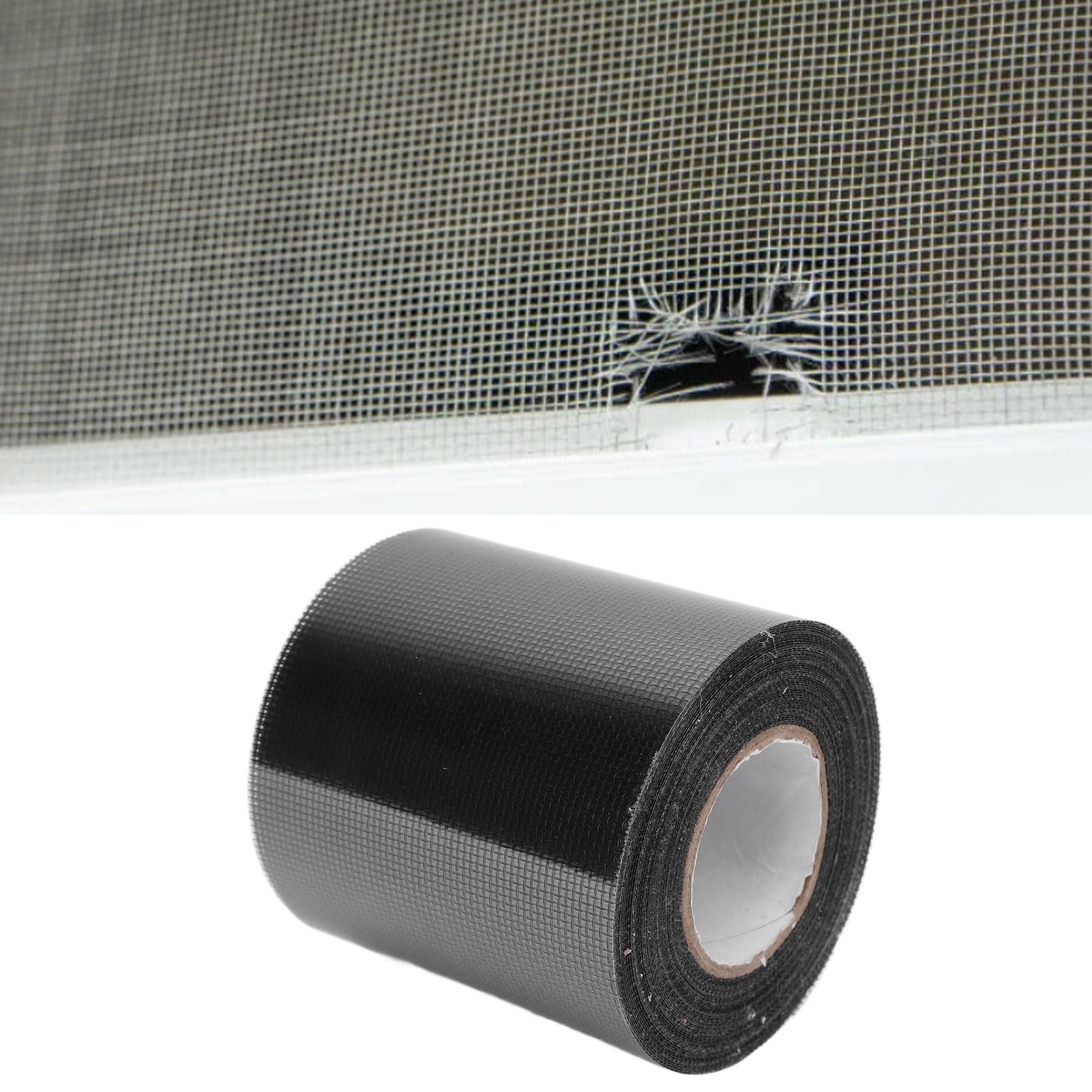 Fyearfly Cinta Adhesiva para Reparar Mosquiteras 1 Rollo, 80 mm X 9,15 M Cinta Reparadora para Mosquiteras de Ventana, Parche Autoadhesivo Transparente, para Tiendas de Campaña Y Acampadas(Negro)