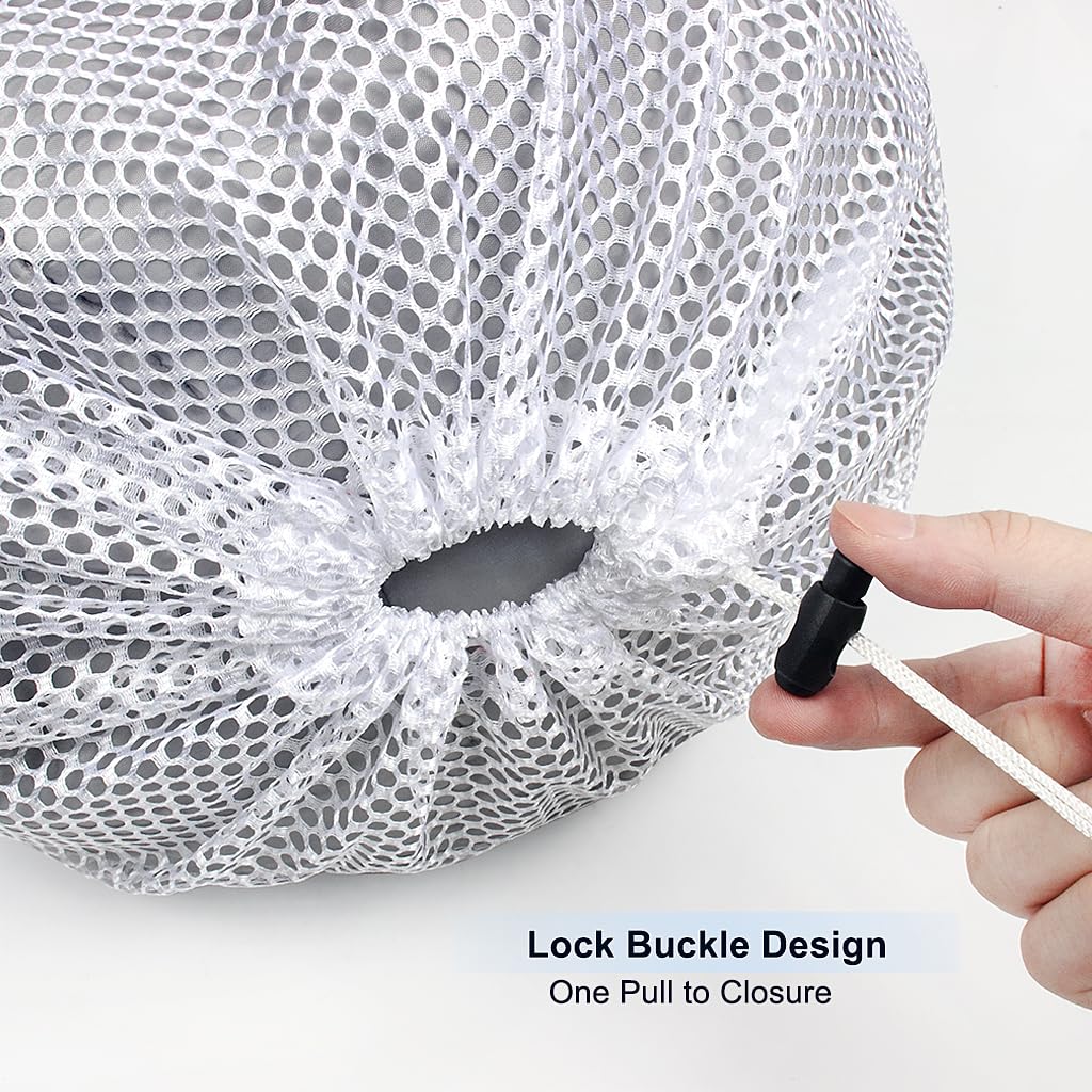 YICOTA Mesh Laundry Bags 3 Pack Drawstring Net Bags in 3 Sizes White Wash Bags for Washing Machine Organizer Washing Bags for Clothes Underwear Bedding - Image 3