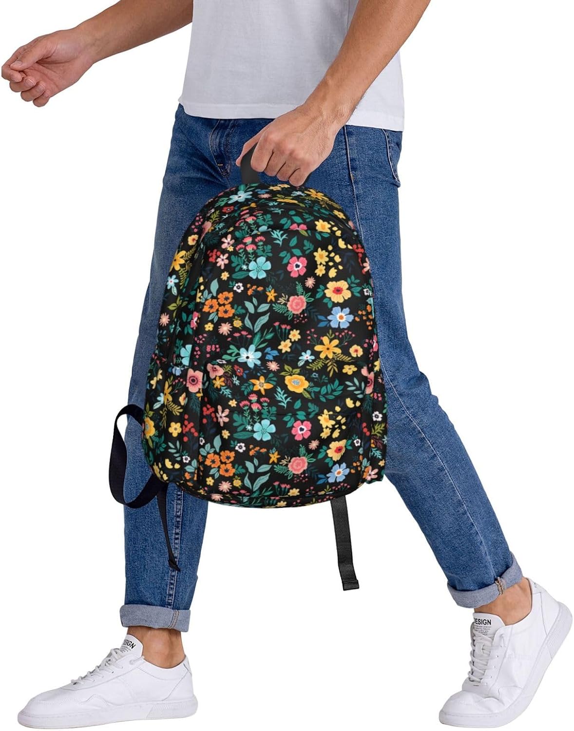 Multi Flowers Waterproof Backpack Adjustable Shoulder Straps Bag Large Capacity Casual Daypack Bookbag For Travel Work