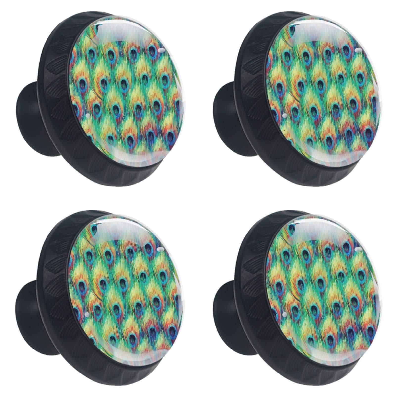 Boutons de meuble ronds en verre paon vert 30mm pour tiroir et buffet