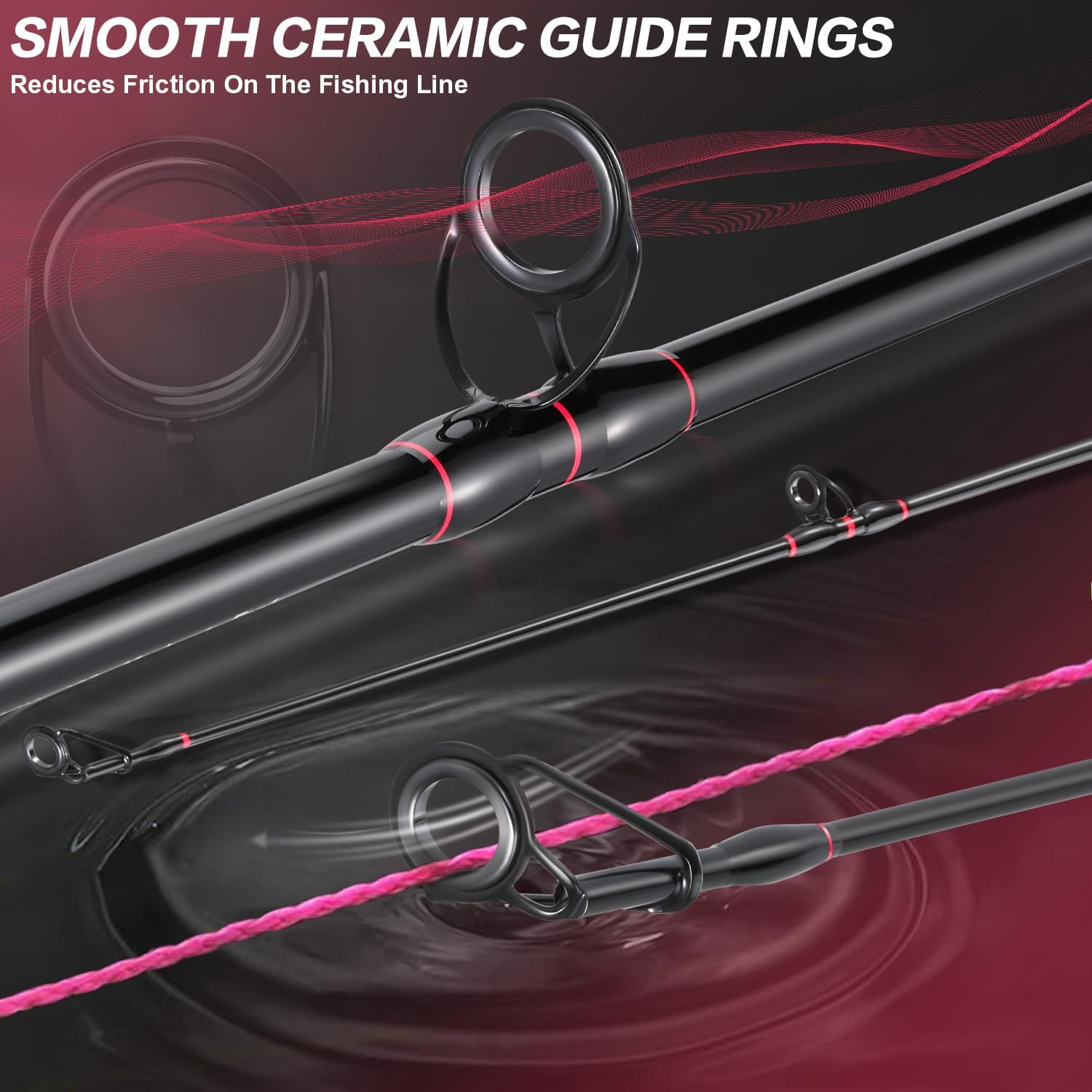 Sougayilang Surf Fishing Rod Portable Travel MH/H Surf Spinning Rod 4 Piece Carbon Fiber Saltwater Fishing Rod 10'/11'/12'/15'