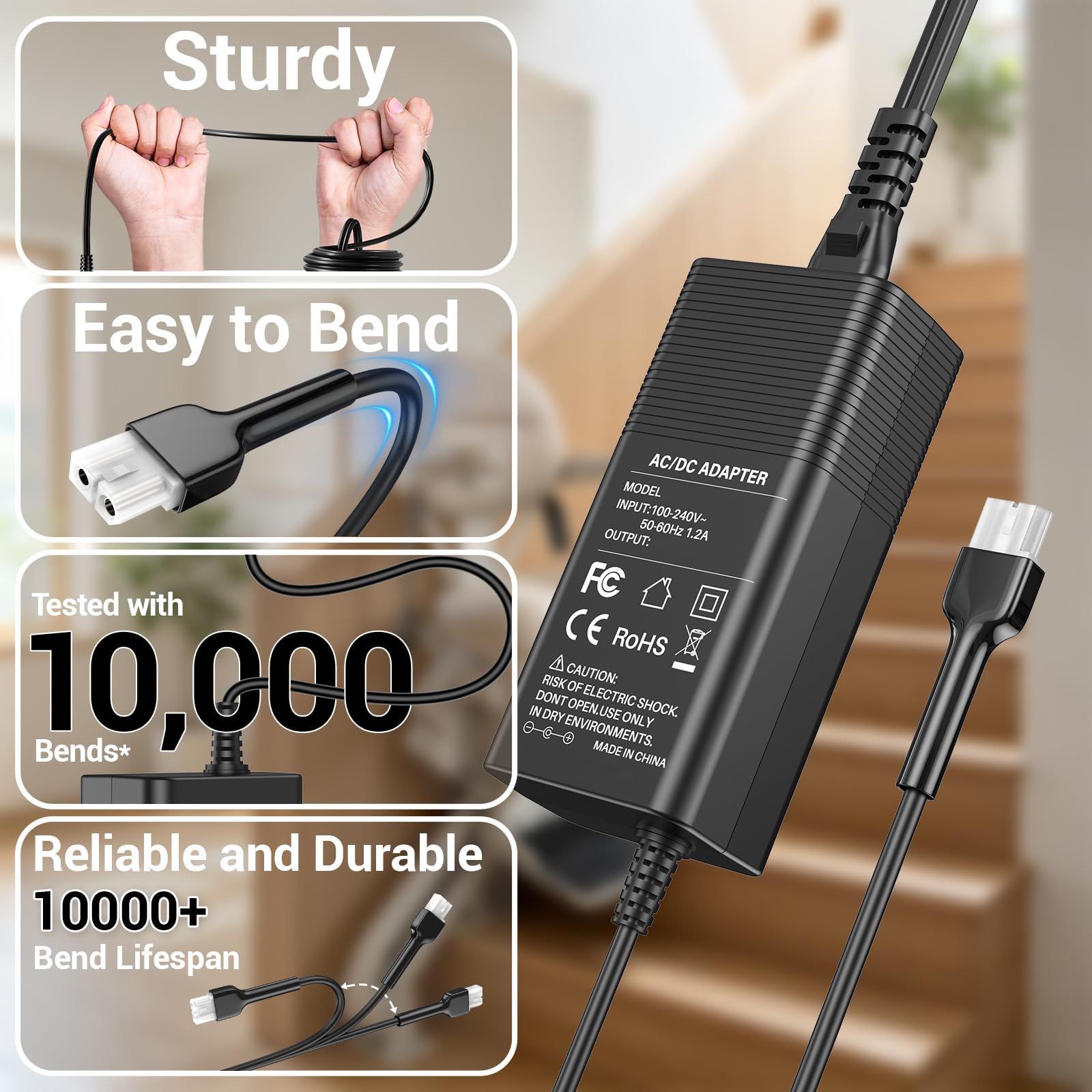 Chargeur 24 V pour monte-escalier Bruno 2402 2402N Alimentation | Cordon d'alimentation pour monte-escalier Bruno modèles 24024 24018 1550 2750 2110 2010 2000