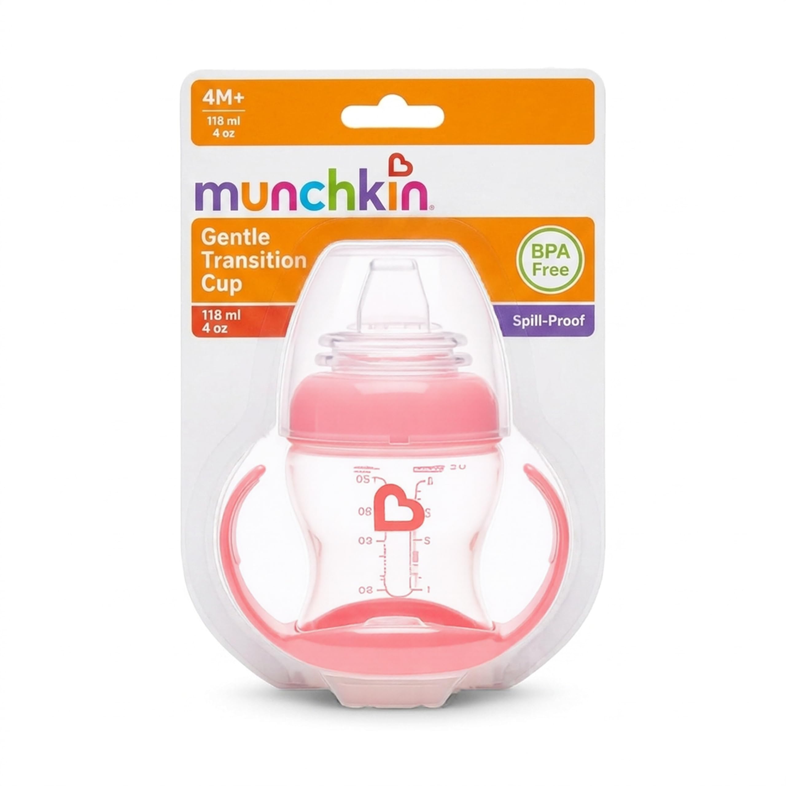 Munchkin Gentle Transition Cup with Soft Silicone Spout & Handles – Spill-Proof Sippy Cup, BPA-Free, 118ml, Pink, 4+ Months-picture-23