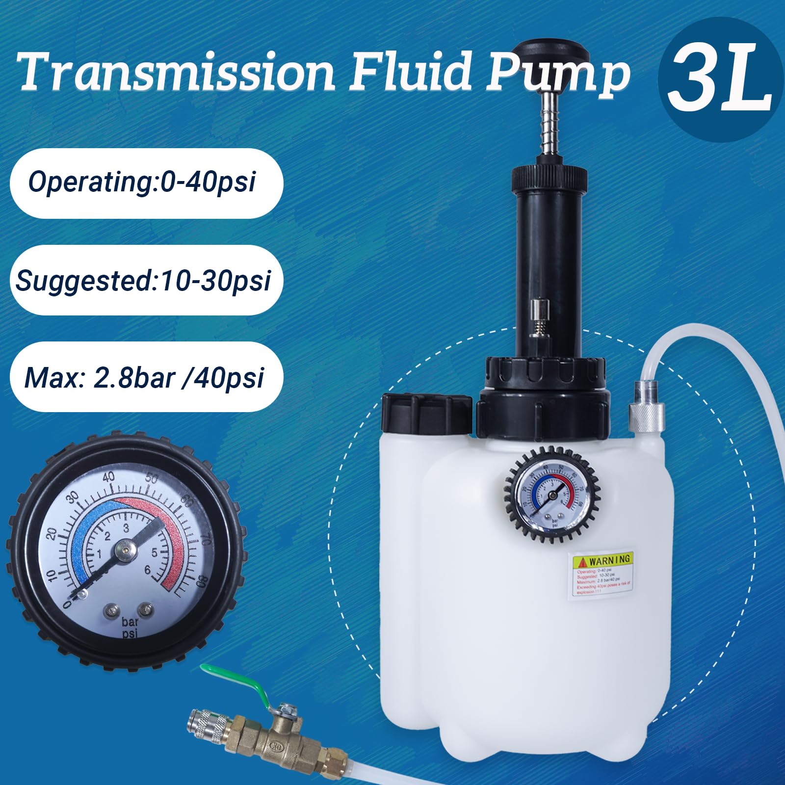 3L Riempitore Olio Trasmissione con 12 adattatori ATF per Cambio e rabbocco Fluido Compatibile con Ford VW, Audi, BMW, Porsche, Skoda, Nissan, Honda ECC.
