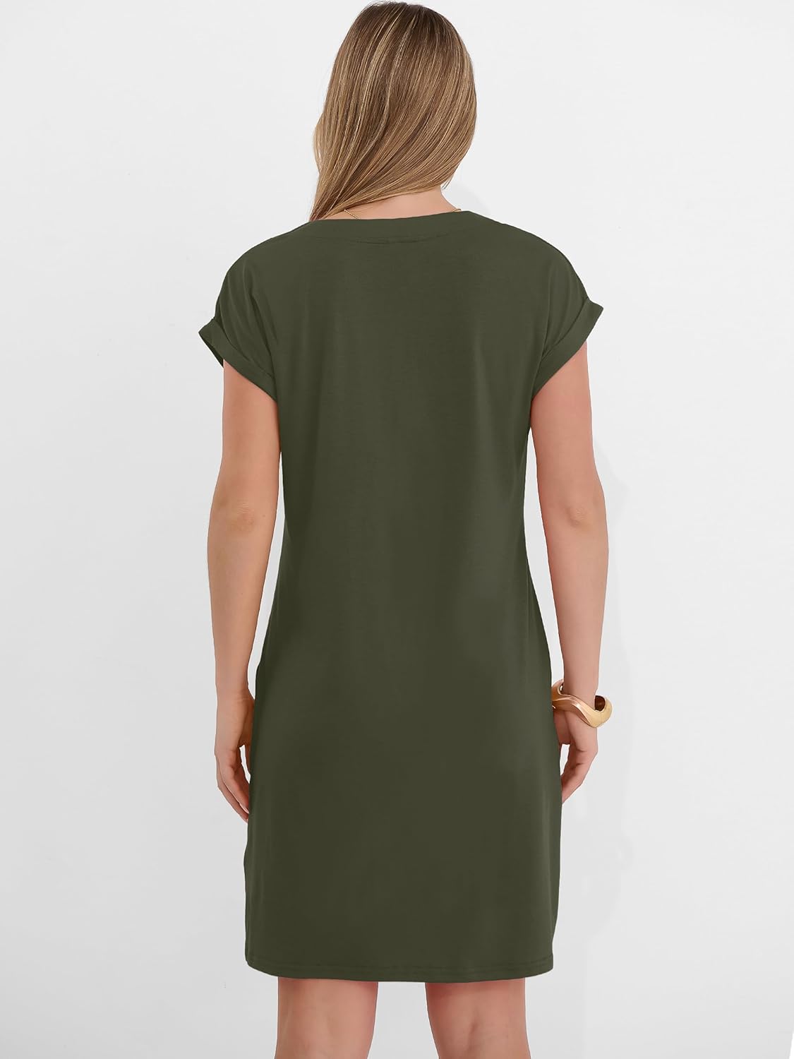 ANRABESS Summer Dresses for Women Casual V Neck Short Sleeve Mini Tshirt Dress 2026 Loose Fit Beach Vacation Shift Sundress - Image 5