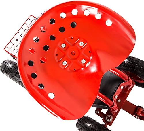 Miniatura 6 de Carrito de jardín con asiento giratorio de grado ajustable para césped, patio, carrito para plantar, mango ajustable, asiento giratorio de 360