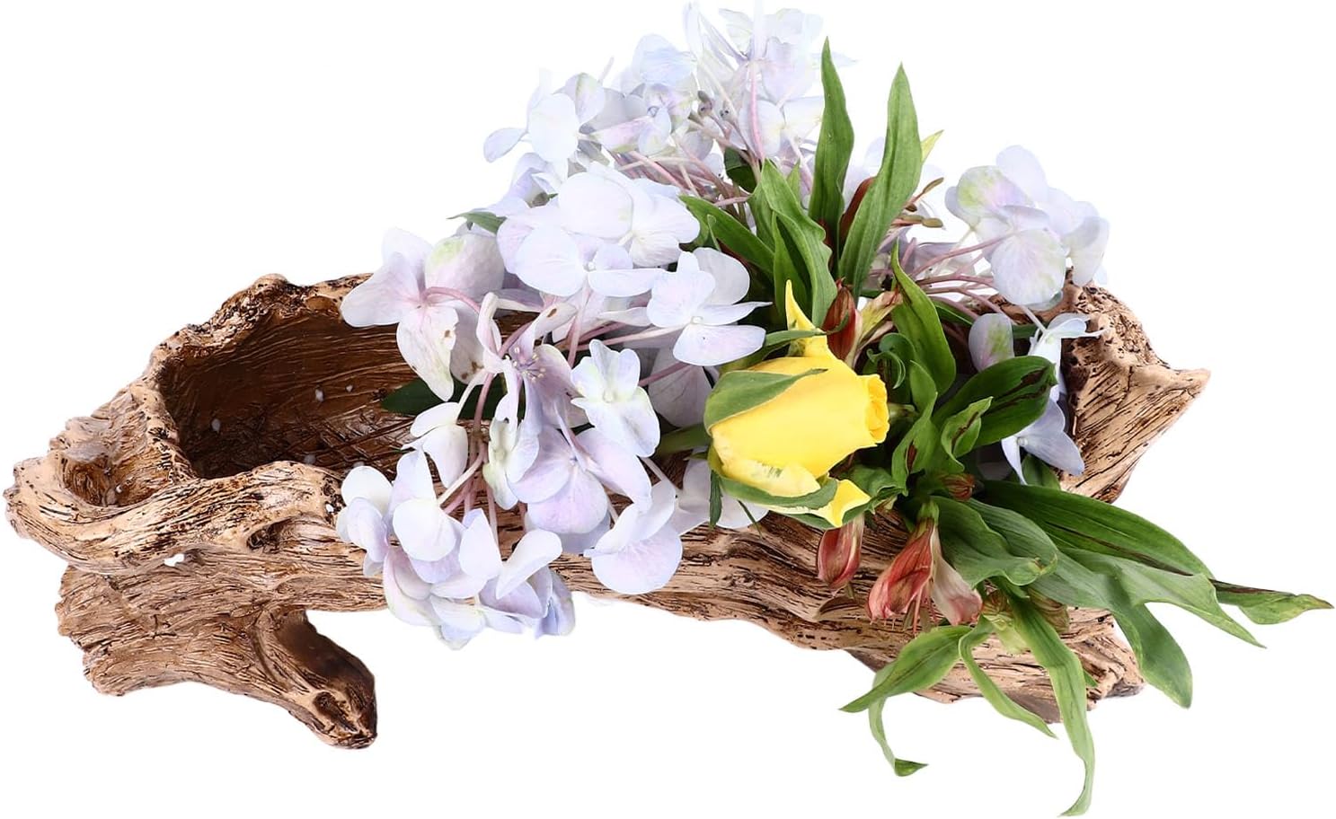 Tyenaza Artificial Wood Planter, Resin Succulent Planter, Vintage Tree Root Stump, Flower Pot, Home Garden Decoration (37.1x13x10.9cm)