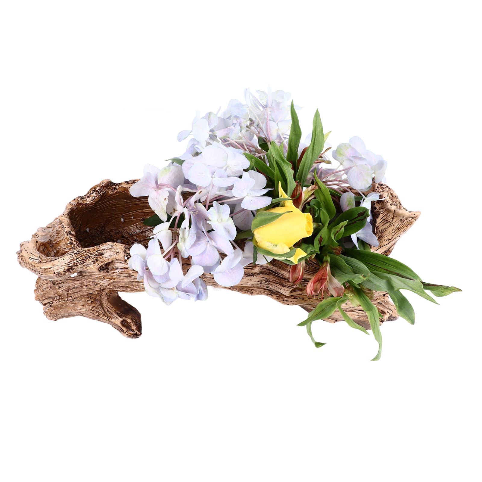 Künstlicher Treibholz-Pflanzgefäß, Sukkulenten-Pflanzgefäß, Vintage-Baumwurzelstumpf-ähnlicher Topf mit Drainageloch, x Holz für Hausgarten r